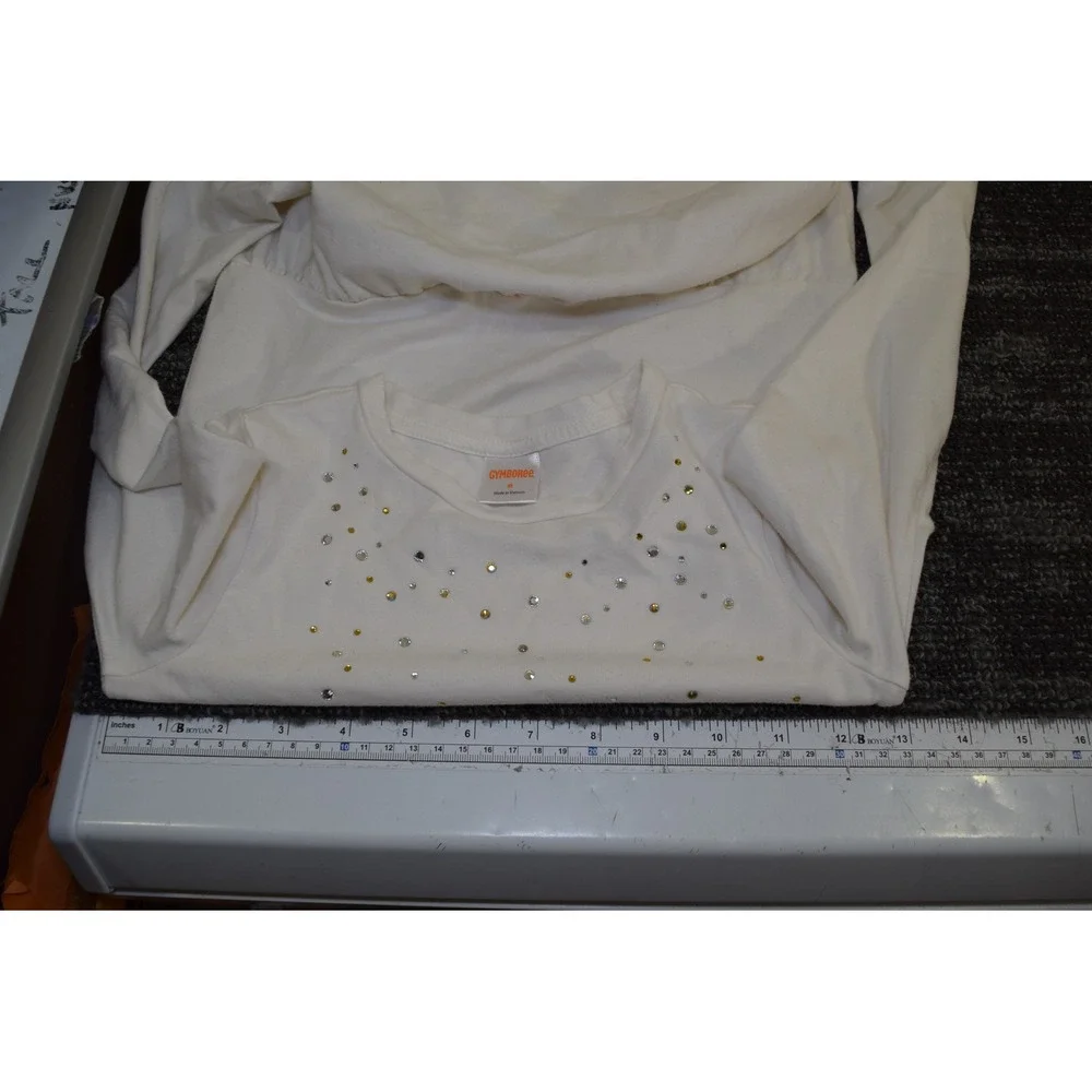 2015 Gymboree White Long Sleeve‎ Dress Rhinestone Pockets Casual GIRLS 6 FLAW